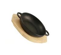 OSNIYAW Juego de hierro forjado con tabla de madera para añadir a la cocina para hornear versátil sartén de madera