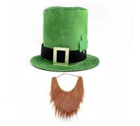 OSNIYAW Kobold Homburg Vacaciones Verde Panamá Sombrero Porkpie Barba Regalo Sorpresa Disfraz de Vacaciones Accesorio Parte Superior Verde Hombre Disfraz