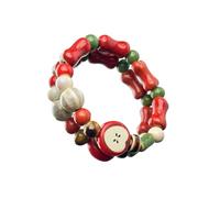 OSNIYAW Pulsera apilable multifuncional de perlas de cerámica, elástica, color arco iris único, adecuado para looks de capas a juego, frutos rojos del arco iris
