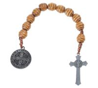 OSNIYAW Rosario de bolsillo portátil con crucifijo y símbolo de Benedicto, cuentas de oración unisex, accesorio de muñeca, regalo religioso, corona de rosas devocionales, Einheitsgröße, como se