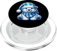 Oso Acogedor con Sombrero de Cuadros Azules Festivo PopSockets PopGrip para MagSafe