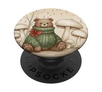 Oso Acogedor De Navidad con Champiñones Otoño PopSockets PopGrip Adhesivo