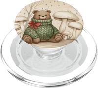 Oso Acogedor De Navidad con Champiñones Otoño PopSockets PopGrip para MagSafe