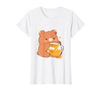 Oso bebé Kawaii Comiendo de un Tarro de Miel Lindo Arte Divertido Camiseta gráfica económica