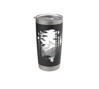 Oso Bosque Árboles Montañas Vida Silvestre Naturaleza Animal Vaso térmico de acero inoxidable de doble pared