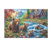 Oso café río Bosque Rompecabezas 1000 Piezas Cartón para Adultos Y Adolescentes para Coleccionistas Decoración Única Hogar Antiestrés Regalo Reyes Magos 1000 PCS
