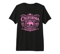 Oso California 1850 Vintage SoCal Norcal Los Ángeles Rosa Camiseta Premium