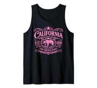 Oso California 1850 Vintage SoCal Norcal Los Ángeles Rosa Camiseta sin Mangas