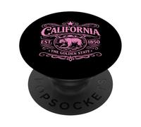 Oso California 1850 Vintage SoCal Norcal Los Ángeles Rosa PopSockets PopGrip Adhesivo