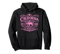 Oso California 1850 Vintage SoCal Norcal Los Ángeles Rosa Sudadera con Capucha
