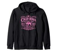 Oso California 1850 Vintage SoCal Norcal Los Ángeles Rosa Sudadera con Capucha