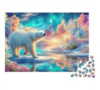 Oso Camina sobre Hielo Cerca del Castillo Puzzle De 1000 Piezas Polar Bear Pattern Perfecto Regalo para Niños, Niñas, Hombres Y Mujeres 38x26cm/1000pcs
