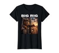 Oso Camionero Conductor de camión Papá Divertido Big Rig Camiseta gráfica económica, Mujer, Negro, S