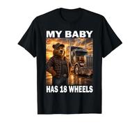 Oso Camionero Conductor de camión Papá My Baby has 18 Wheels Camiseta gráfica económica, Hombre, Negro, S