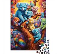 Oso Colorido en árbol Puzzle de 1000 Piezas Papel para Adultos Bosque Vibrante Juego de Puzzle 1000 Piezas Concentración Regalo Familia Decoración Relajación 52x38cm/1000pcs