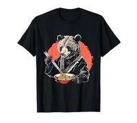 Oso comiendo fideos Ramen Bear Ramen Bowl Kimono Obra de arte Camiseta