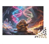 Oso con Guitarra en Cueva Puzzle de 1000 Piezas Papel para Adultos Escena de Cristal Fantasía Puzzle para Adultos Relajación Familia Decoración Regalo 38x26cm/1000pcs