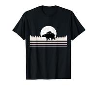Oso con Luna Imprimir Silueta Animal Bosque Camiseta