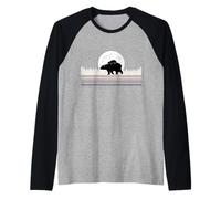 Oso con Luna Imprimir Silueta Animal Bosque Camiseta Manga Raglan