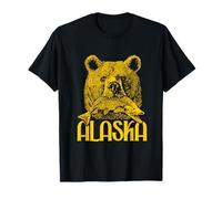 Oso de Alaska con Un Salmón Pescado Alaska Naturaleza Amante Vintage Camiseta