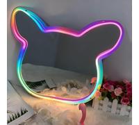 Oso de arco RGB Espejo de señal de neón Decoración del hogar Iluminación de arte de pared para la boda Dormitorio Sala de estar Vestidor Decoraciones de fiesta Alimentado por USB