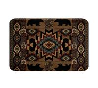 Oso De Cabaña, País Azteca, Oso Rústico, Marrón Quemado Alfombra Limpia Zapatos Moderno Alfombra para Puerta Funny Felpudos para Puerta para Jardín Oficina Baño 40x60Cm