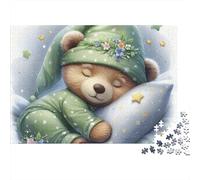 Oso de Dibujo Puzzle de 1000 Piezas Papel Puzzle para Adultos Escena de Sueño Puzzle para Toda la Familia Relajarse Regalo Hogar 38x26cm/1000pcs