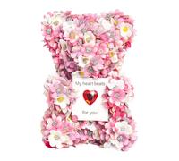 Oso de flores - Escultura de peluche de rosas preservadas, diseño de ramo de flores artificiales hecho a mano, decoración romántica para la mesa del día de San Valentín, regalo elegante para tu madre