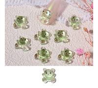 Oso de gominola con diseño de oso de cristal para uñas acrílicas, cabujones de oso de goma coloridos, tacto de resina, decoración artística