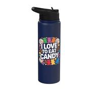 Oso de gomitas I Love To Eat Candy Lollipop Stainless Steel Insulated Water Bottle