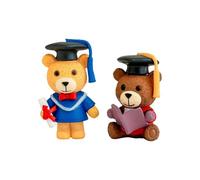 Oso de graduación con sombrero de graduación, 2 piezas, de mesa con forma de animal - Estatua de oso | para niños en clase de guardería, escuela secundaria, universidad, , estante de