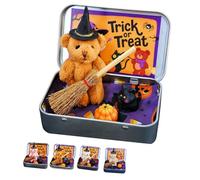 Oso De Halloween En Una Caja Para «truco O Trato», Oso Brujo Hecho A Mano En Una Caja, Mini De Peluche Con Sombrero De Mago, Calabaza Y Gato, Regalo Para Fiestas, Idea Para Un Regalo Sorpresa (#a)