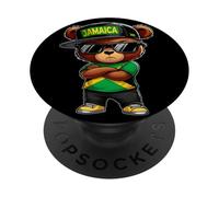 Oso de Jamaica Bandera de Jamaica Ropa jamaicana PopSockets PopGrip Adhesivo