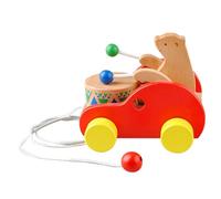 Oso de madera para arrastrar, para caminar con batería, desarrollo de habilidades cognitivas, juego de coordinación para niños | Entretenimiento creativo para interiores y exteriores para