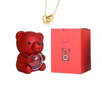 Oso de oso con rosa eterna y caja de joyería, regalo romántico con collar para mujer, idea de regalo de San Valentín, día de la madre, cumpleaños y boda