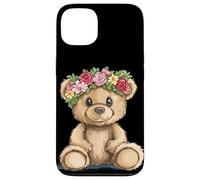 Oso de peluche alegre que florece en elegancia floral Carcasa para iPhone 13
