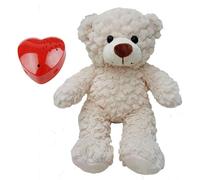 Oso de peluche con grabación de voz Crinkle Cream de 16 pulgadas, mensaje de hasta 60 segundos, oso de corazón bebé