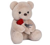 Oso de Peluche con Rosa 40 cm Teddy Love Muñeco de Peluche Cojín Lindo Almohada Suave y esponjosa para niños Adultos Regalo del día de San Valentín