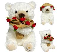 Oso de Peluche con Rosa, Osito de Peluche, Oso de Peluche con Ramo de Rosas, Teddy Bear Plush, Adorable Oso de Peluche de Feliz Cumpleaños, Stuffed Teddy Bear, Regalo para Navidad, San Valentín (M1)