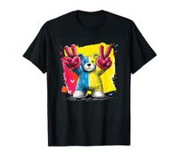 Oso de Peluche Doble Paz Graffiti Pop Arte gráfico Cartel Animal Camiseta