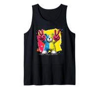Oso de Peluche Doble Paz Graffiti Pop Arte gráfico Cartel Animal Camiseta sin Mangas