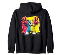 Oso de Peluche Doble Paz Graffiti Pop Arte gráfico Cartel Animal Sudadera con Capucha