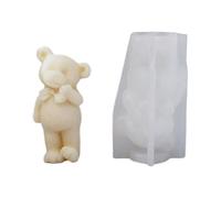 Oso de peluche en forma de vela, resina de silicona, vela de aromaterapia, adornos de escritorio para bricolaje, manualidades, decoración del hogar, moldes de goma, para hornear, chocolate, dulces