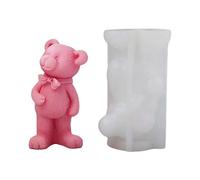 Oso de peluche en forma de vela, resina de silicona, vela de aromaterapia, adornos de escritorio para bricolaje, manualidades, decoración del hogar, moldes de goma, para hornear, chocolate, dulces