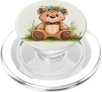 Oso de peluche esponjoso que trae vibraciones florales para niños y niñas PopSockets PopGrip para MagSafe
