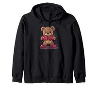 Oso de peluche feliz con guantes de boxeo Sudadera con Capucha