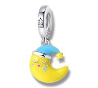Oso de peluche luminoso, luna y estrellas, oso para dormir, amigos, familia, amor, pulsera de abalorios colgante, accesorios de joyería, plata de ley, Beschreibung, Plata de ley, No es una piedra