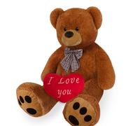 Oso de Peluche Marrón XL 100 cm corazón rojo I Love You