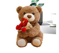 Oso De Peluche - Muñeco De Peluche Con Flores, Juguete De Regalo Romántico | Colección De Juguetes De Oso De Pelche De Mano Con Cuerpo De Felpa Suave Para Cumpleaños, Día De San Valentín, Regalo De A