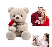 Oso de peluche, peluche de 23 cm con rosa, oso de peluche, oso de peluche, rosa de peluche, juguete de peluche para decorar la habitación, regalos para novia, niños, cumpleaños, día de San Valentín
